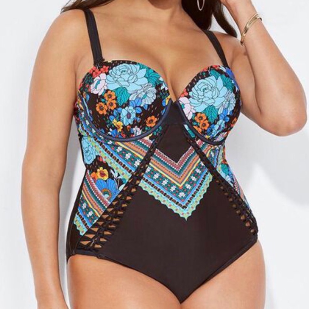 Swimsuits for All MacrameUnderwire One Piece